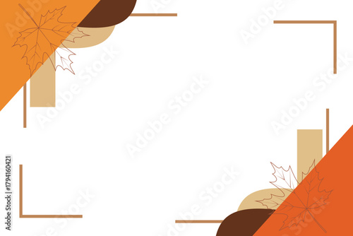 Autumn maple leaf frame with abstract shapes and copy space