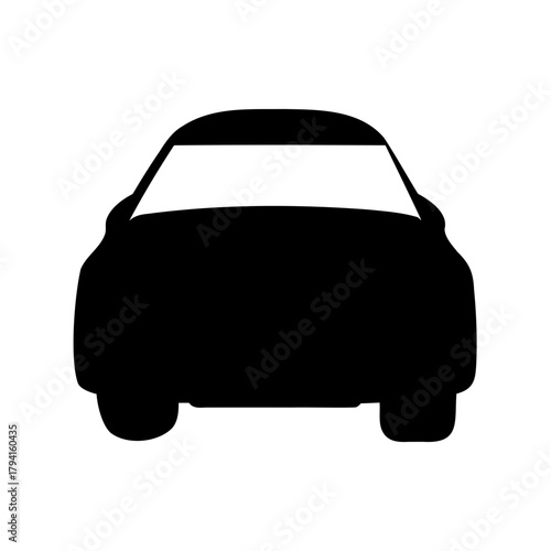 Front view of modern car silhouette illustration showing vehicle design concept