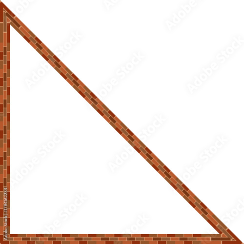 Right Triangle frame brick brickwork brown border picture frame vintage retro antique handcraft framework architecture decorative element isolated background 