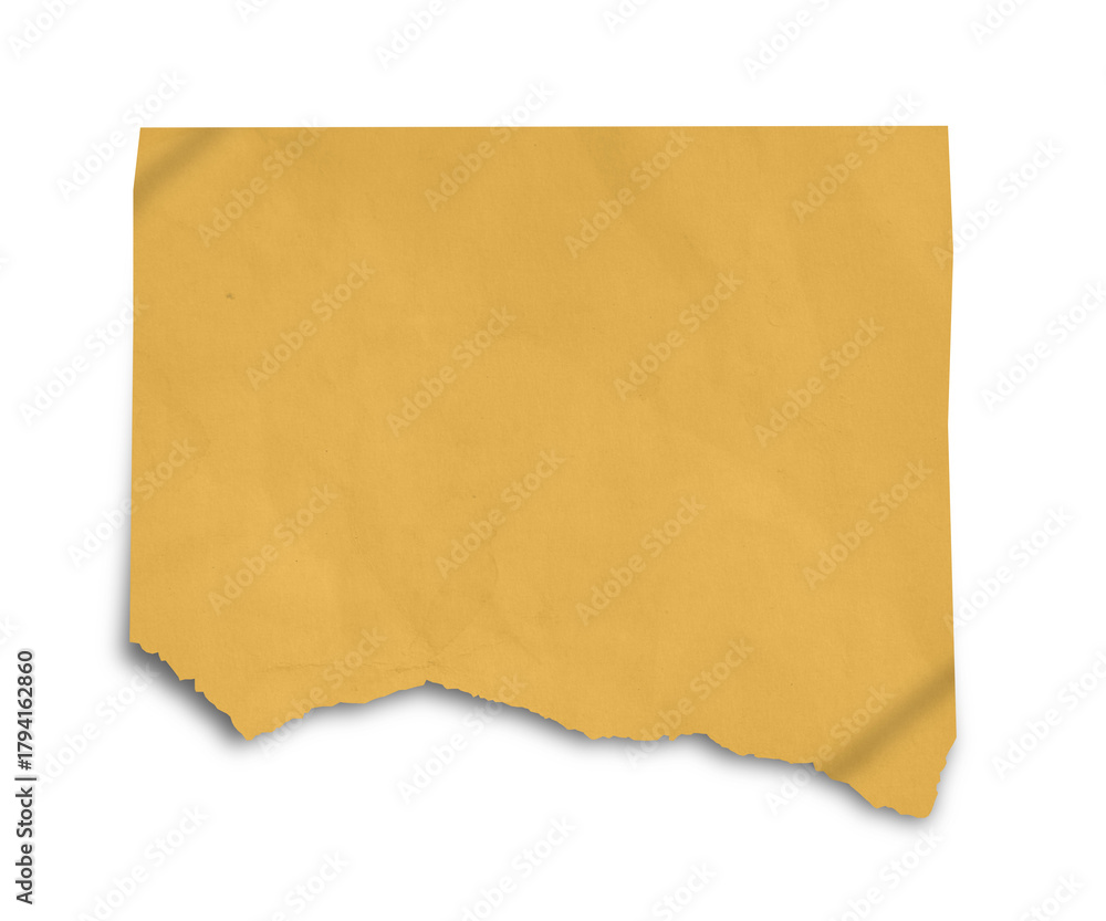 Fototapeta premium Old brown torn paper texture on black background — vintage craft paper PNG