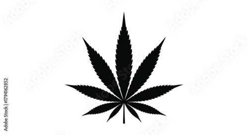 Black cannabis leaf isolated on white background for medical concept