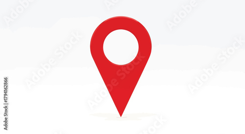 Red location pin icon on a white background graphic resource