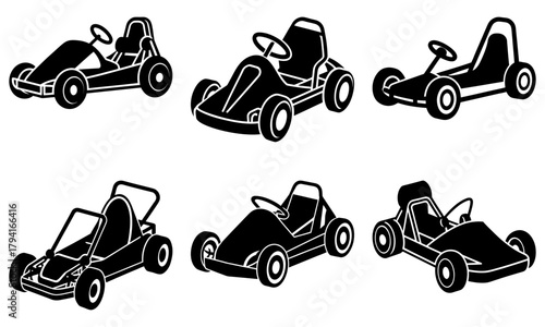 Thrilling go-kart designs for racing enthusiasts, ideal for motorsport promotions and high-speed adventures, showcasing dynamic karts for competitive fun