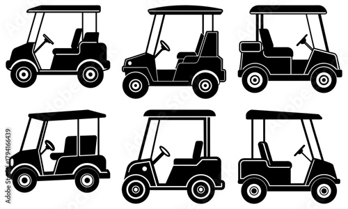 Golf carts collection ready for the course, recreation, and leisure illustrations for courses, resorts, retirement communities, and transportation solutions