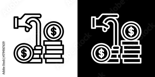 Retirement Fund Icon Set. Clean Line Design With Light And Dark Versions For Versatile Use.