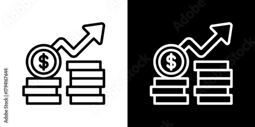 Earning Icon Set. Clean Line Design With Light And Dark Versions For Versatile Use.