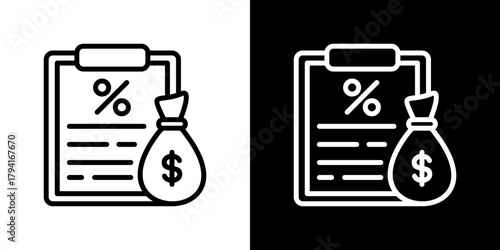 Tax Icon Set. Clean Line Design With Light And Dark Versions For Versatile Use.