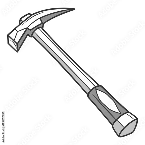 Grey Rock Hammer or Pickaxe Tool Vector Illustration