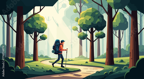 Get Lost in Nature's Embrace with a Solo Hike Through a Lush Forest - Discover Serenity and Adventure on a Picturesque Trail for Ultimate Wellness