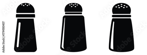 pepper shaker minimal flat icon set, black color and white background