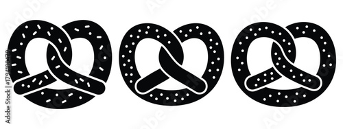 pretzel minimal flat icon set, black color and white background
