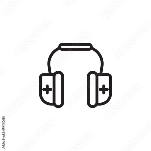 Ear protection icon symbolizing noise reduction and hearing conservation, representing specialized industrial PPE standards, modern field safety awareness, and critical operational compliance.