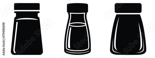 spice jar minimal flat icon set, black color and white background