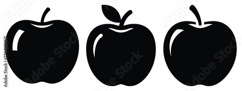 apple minimal flat icon set, black color and white background