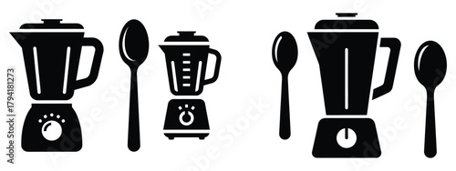 blender minimal flat icon set, black color and white background