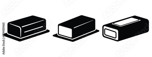 butter minimal flat icon set, black color and white background