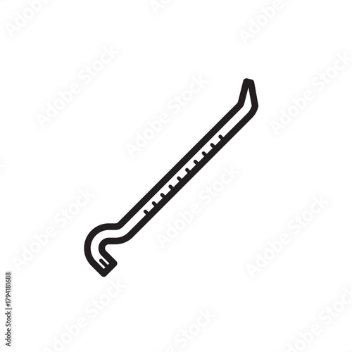 Crowbar icon symbolizing prying, lifting, and heavy material separation, representing specialized industrial tooling, modern construction demolition, and field technician equipment.