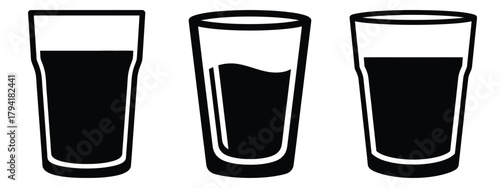 juice glass minimal flat icon set, black color and white background