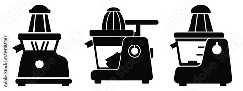 juicer minimal flat icon set, black color and white background