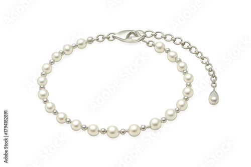 Wallpaper Mural Pearl bracelet featuring silver chain and clasp on transparent background Torontodigital.ca