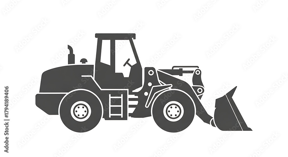 Naklejka premium Loader vector illustration front end loader construction equipment machinery vehicle truck heavy