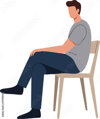 An illustrated man sitting on a chair with a pained expression due to arthritis in a simple, solid color background.