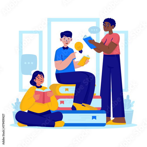 Open Discussion Knowledge Sharing Learning Together Vector Illustration