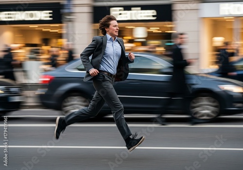 A person running late