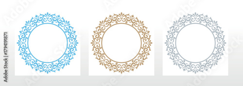 Set of decorative frames Elegant vector element for design in Eastern style, place for text. Floral colored borders. Lace illustration for invitations and greeting cards