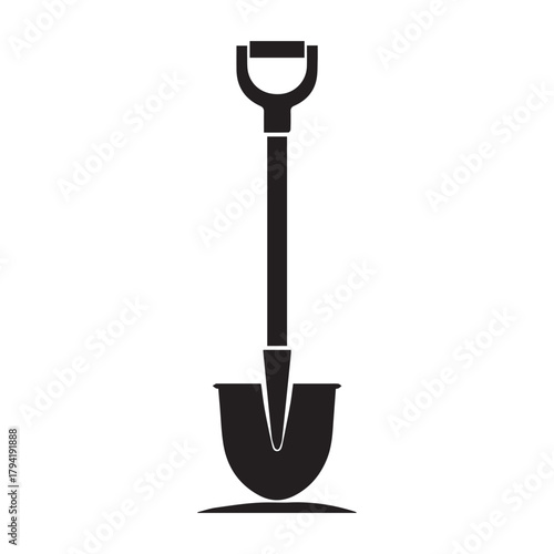 Garden shovel dirt vector silhouette on white background. Shovel icon sign illustration design
