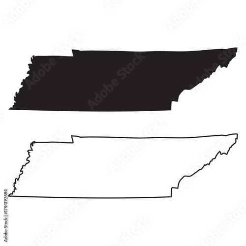 Tennessee silhouette vector flat illustration design. Tennessee state map. Tennessee state outline