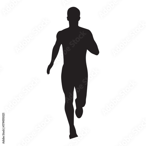 Front view athlete male runner silhouette vector illustration design on white background