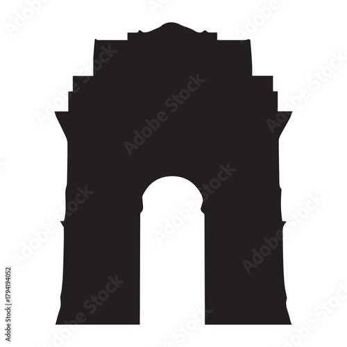 India gate delhi silhouette vector flat illustration design