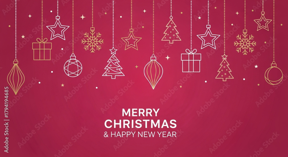 Fototapeta premium Merry Christmas and Happy New Year elegant vector background. Vector template for Christmas and New Year greeting card. Christmas and New year banner vector.