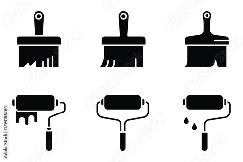 Brush icon set. editable icons, can be used in logo, UI and web design, Flat illustration of vector icon on white background.
