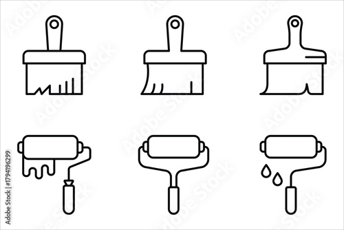Brush icon set. editable icons, can be used in logo, UI and web design, Flat illustration of vector icon on white background.