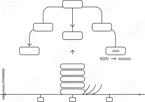 Abstract diagram of hierarchical structure and connections