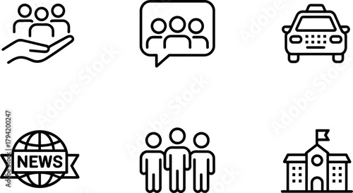 Outline icons of community and society