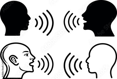 Speaking Head Silhouette Icons