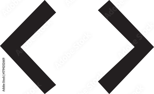 Black angle brackets pointing inward