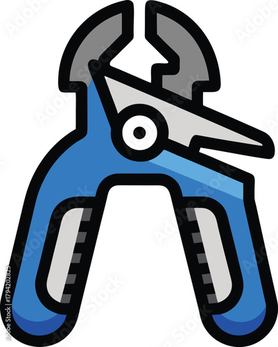 Blue pliers flat design tool icon isolated on transparent background