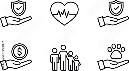 Set of life protection icon