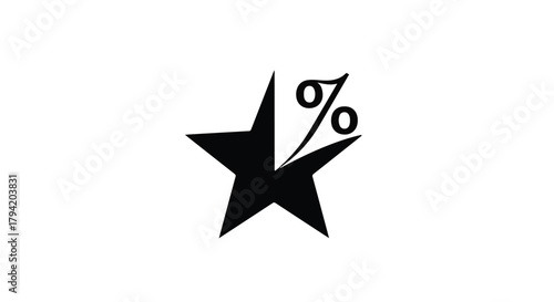 Abstract graphic of a star with a percentage symbol on a white background