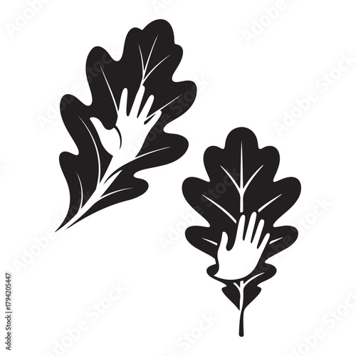 Hand in Oak Leaf Nature and Environmental Care Symbol