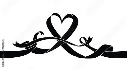 Symbol of remembrance: a heart-shaped black ribbon symbolizing grief and loss.