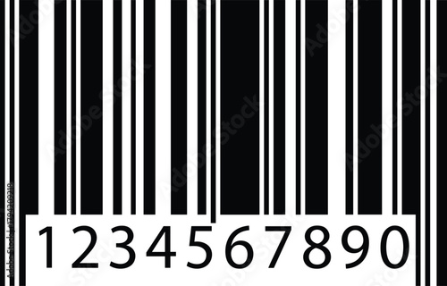 Black and white barcode vector with numeric code illustration