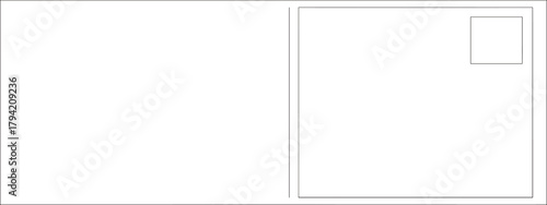 Blank postcard template with stamp box and address lines in minimalist layout