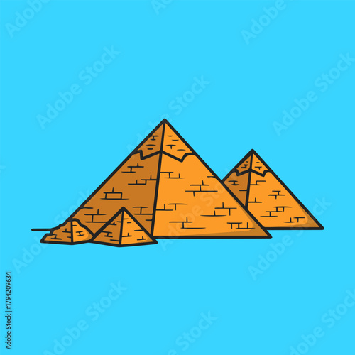 Pyramid Giza massive ancient illustration, vector icon. Egyptian landmark, travel, architecture, desert asset.