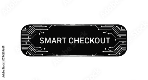 Modern smart checkout button with digital circuit design