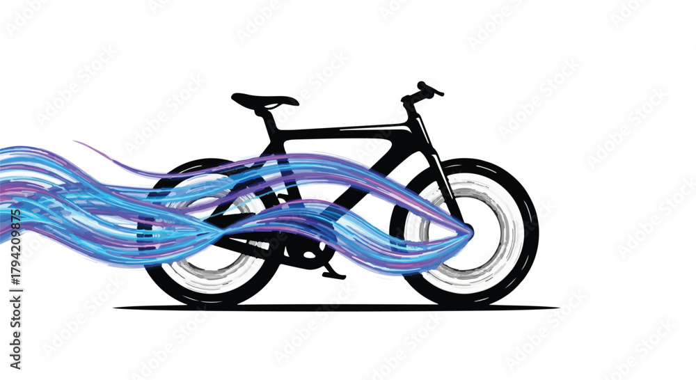 Fototapeta premium Sleek modern bicycle with vibrant energy trails symbolizing speed and innovation